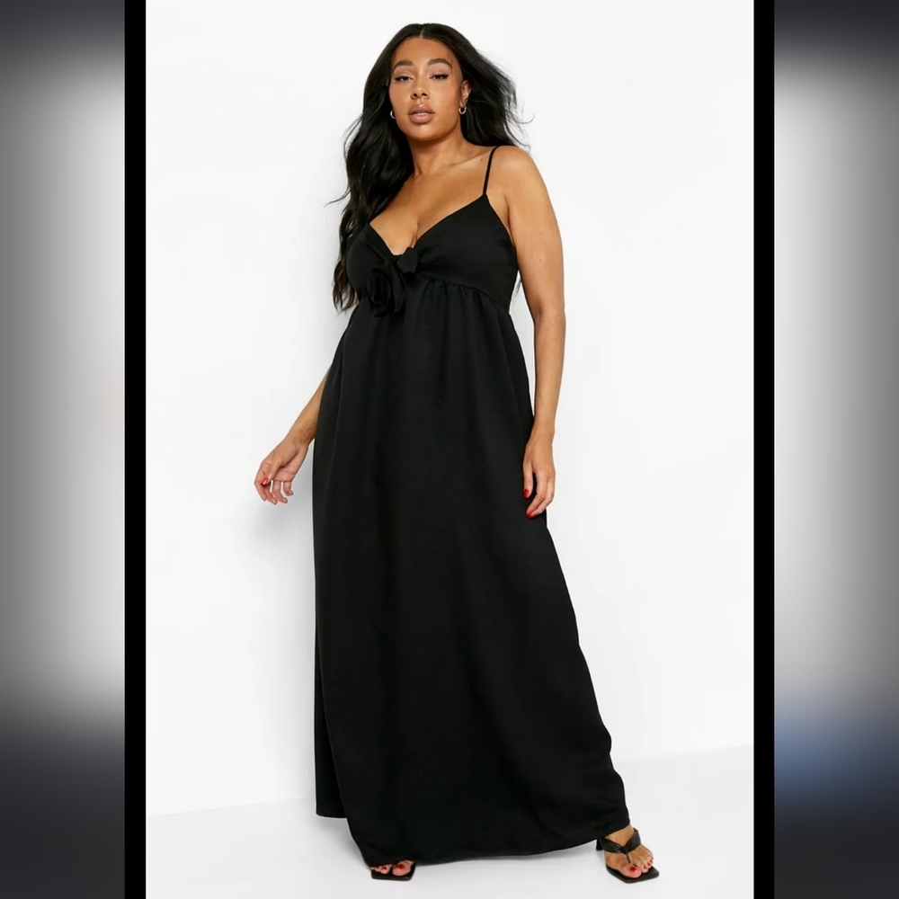 Boohoo Plus Strappy Knot Maxi Dress